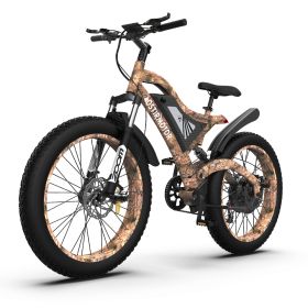 Aostirmotor 1500W Electric Bike 26*4" Fat Tire 48V/15Ah Li-Battery E-Mountain Bicycle Camouflage