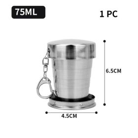 Stainless Steel Folding Cup Portable Outdoor Travel Camping Telescopic Cup Ourdoor Foldable Drinkware 75ml/150ml/250ml (size: 75ml)